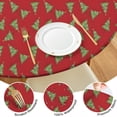 thumbnail image 4 of Red Christmas Tree Pattern Round Fitted Tablecloth with Elastic Edge,Dining Table Cover Waterproof,Outdoor Round Tablecloth for Camping,Dining,Indoor and Outdoor, 4 of 7