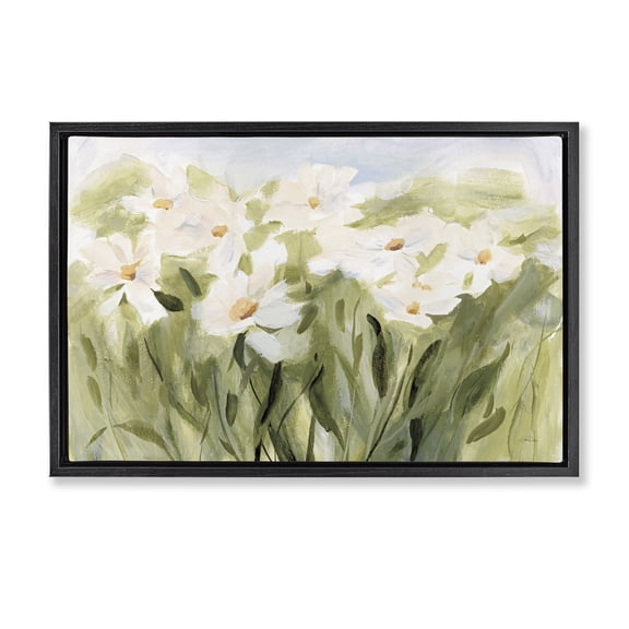 Stupell Industries Cottage Daisy Meadow View Black Floating Frame Canvas Art, 25 x 17, by Katrina Pete