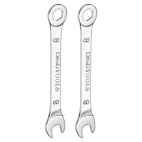 Uxcell 8mm 6-Point Thin Combinations Wrench Double Ended Box and Open End Chromes Plated Steel, Silver 2Pcs