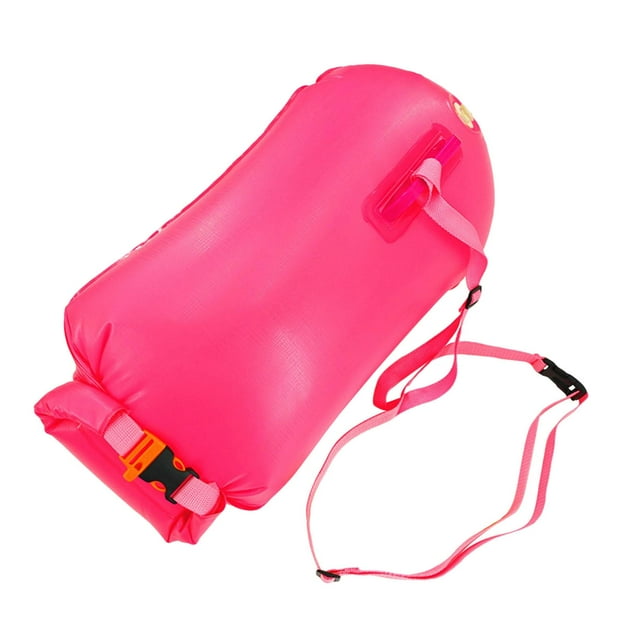 Bolsa para equipo de boya de natación, flotador y bolsa impermeable de PVC de colores brillantes. Rosa Roja 28L