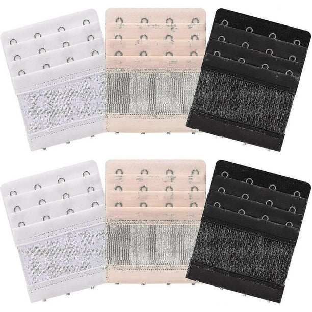 6 Pieces Women's Soft Comfortable Elastic Bra Extenders Bra Extension Strap 4 Hook 3 Row Lady's Bra Extender Bra Band