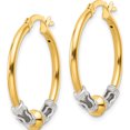 thumbnail image 2 of Sterling Silver Gold-Tone Polished Antiqued Beaded Hoop Earrings (Width 25) (Length 27.5) - Jbsp, 2 of 5