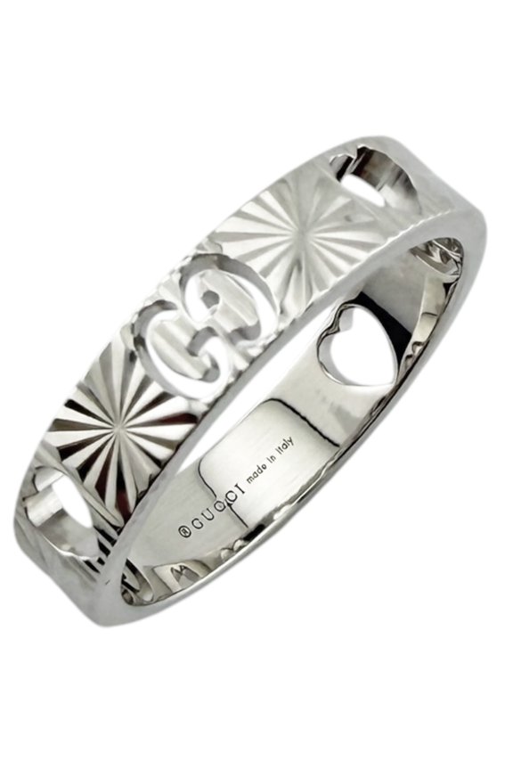 Pre-Owned Gucci Icon Heart Ring, 18K White Gold, Women's