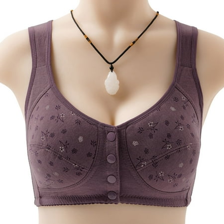 YEJIMAN Women Full Cup Print Thin Underwear Plus Size Front Button Wireless Sports Lace Bra Breast Cover Large Size Bras  Gray Sexy Underwear For Women  Cotton Bikini Underwear For Women