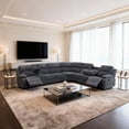 thumbnail image 3 of Gewnee Chenille Manual Reclining Sectional Sofa with Cup Holders ,Oversize Reclining Couch for Living Room, 3 of 18