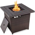 thumbnail image 3 of Best Choice Products 28in Propane Gas Fire Pit Table 50,000 BTU Outdoor Wicker w/ Glass Beads, Tank Holder  Brown, 3 of 9
