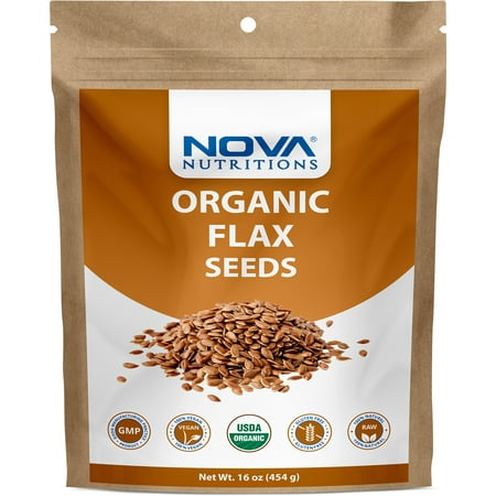 Nova Nutritions Certified Organic Whole Flax Seeds 16 OZ (454 gm)…