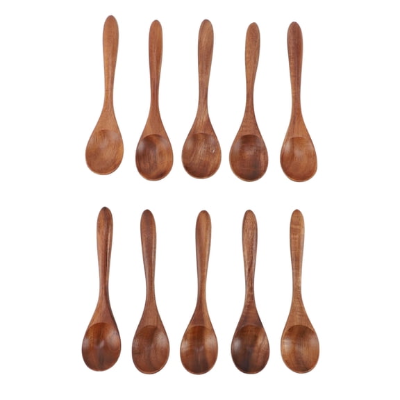 BIMZUC 10-Piece Handcrafted Wooden Spoons – Comfortable Grip, Versatile for Coffee, Spice & Stirring