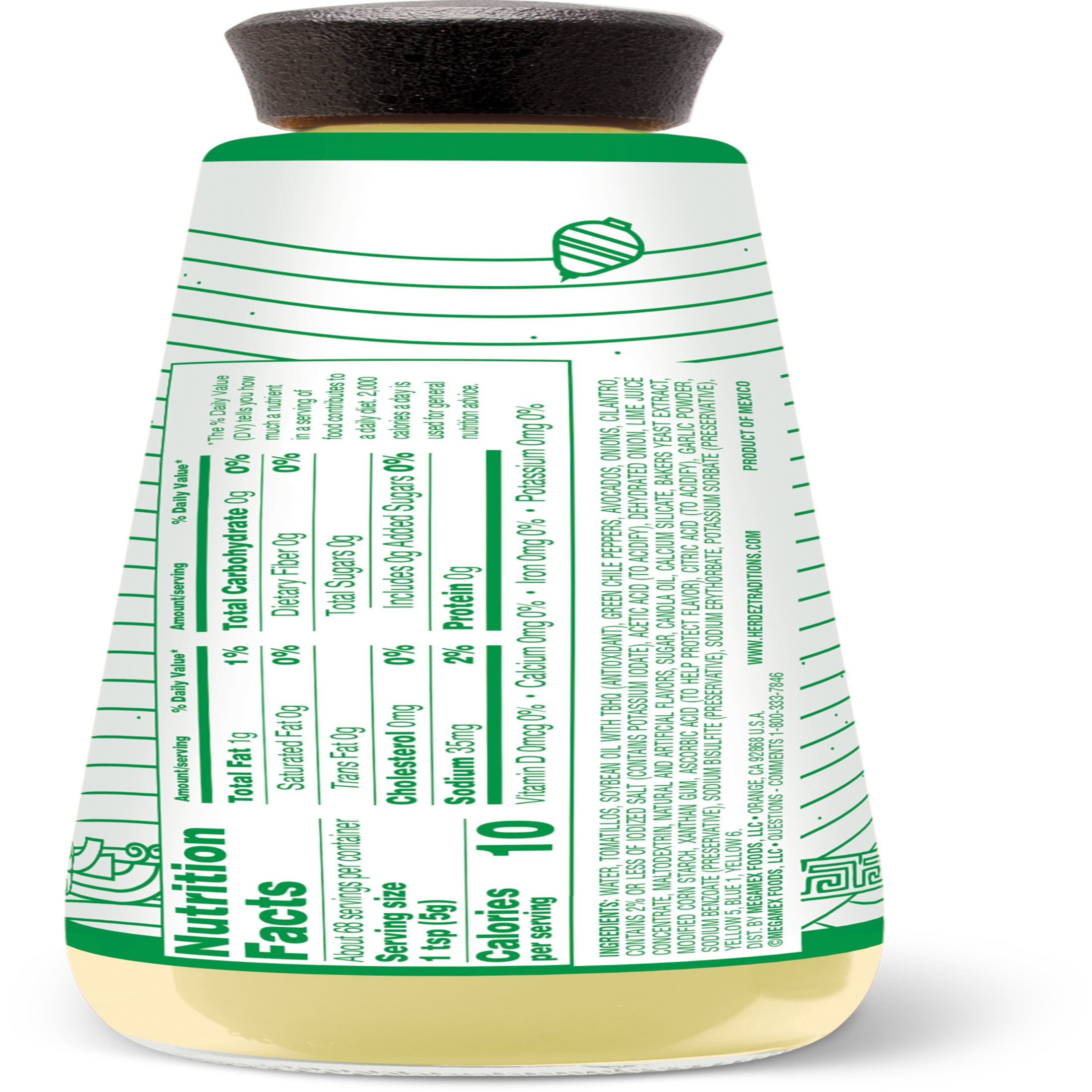 (3 pack) HERDEZ Avocado Hot Sauce, Taco Topping, Shelf Stable, 12 oz Glass Bottle
