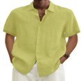 thumbnail image 1 of Men‘s Linen Casual Short Sleeve Shirts Button Down Summer Beach Shirt，M Light Blue, 1 of 5