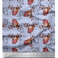 thumbnail image 1 of Soimoi Tissu en Rayonne Imprimé Feuilles & Roses au Mètre 42 Pouces de Large, 1 of 3