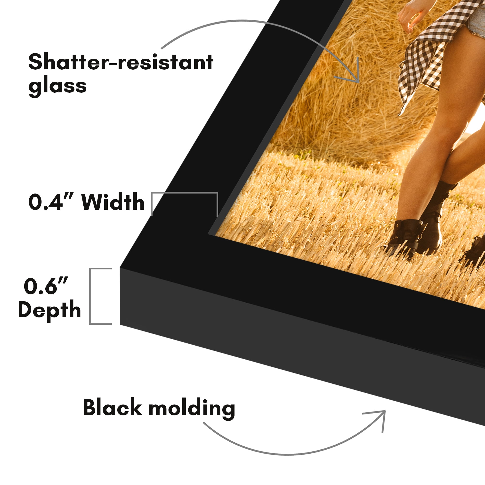 Americanflat 7x10 Picture Frame with Shatter-Resistant Glass Streamline Collection Thin Border Photo - Black