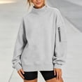 thumbnail image 6 of Tqcoqu Mock Neck Sweatshirt For Women,Long Sleeve Loose Fit Casual Pullover Top With Side Zipper Pockets, 6 of 8