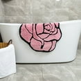 thumbnail image 5 of Pink Rose Bath Mat for Bathroom Non Slip Flower Shaped Absorbent Bath Rug Fluffy Shower Rugs Washable Decor Floral Small Rug Doormats 23.6x25.5in, 5 of 8