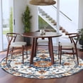 thumbnail image 4 of 7ft Washable Round Rug, Boho Flower Non-Slip Circle Area Rug for Living Room Dining Room, Ethnic Style Indoor Floor Mat for Home Decor, 4 of 9