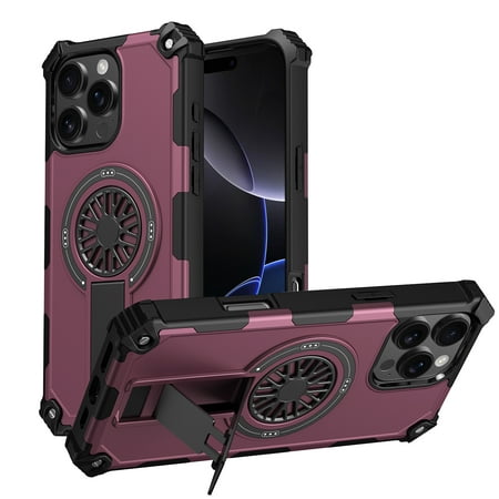Sleektime for iPhone 12 Pro Max Case, [Compatible with Magsafe], [Military-Grade Protection], [with Four Corner Guard] Shockproof Magnetic Armor Phone Case Built-in Hidden Kickstand,Purple