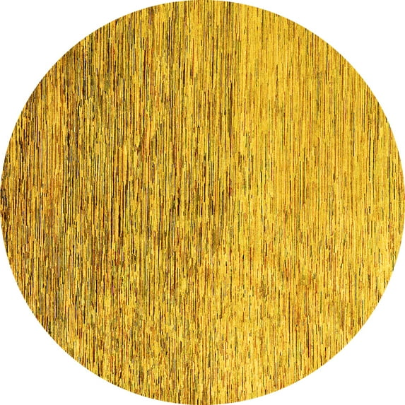 Ahgly Company Machine Washable Indoor Round Oriental Yellow Modern Area Rugs, 4' Round