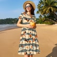thumbnail image 4 of Easygdp Funny Chicken para Vestido Transpirable de Mujer, Vestido Suelto de Manga Corta con Pliegues y Bolsillos para el Verano, 4 of 6