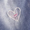 thumbnail image 5 of KIDSCOOL Girls Jean Jumpsuit Kids Heart Embroidered Wide Leg Denim Overalls, Light Blue,6-7 Years, 5 of 5