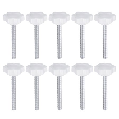 

Uxcell 10 Pieces Star Knobs M5 x 50mm Thread 25mm 6-Point Head Stud Knob Hand Clamping Screw White