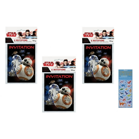 Star Wars Party Supplies Bundle includes 24 Party Invitations with Envelopes