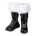 thumbnail image 3 of Christmas Santa Claus Boots Men's Wide Calf Santa Combat Boots with White Plush Foot Bells Buckle Strap for Halloween Christmas, 3 of 5