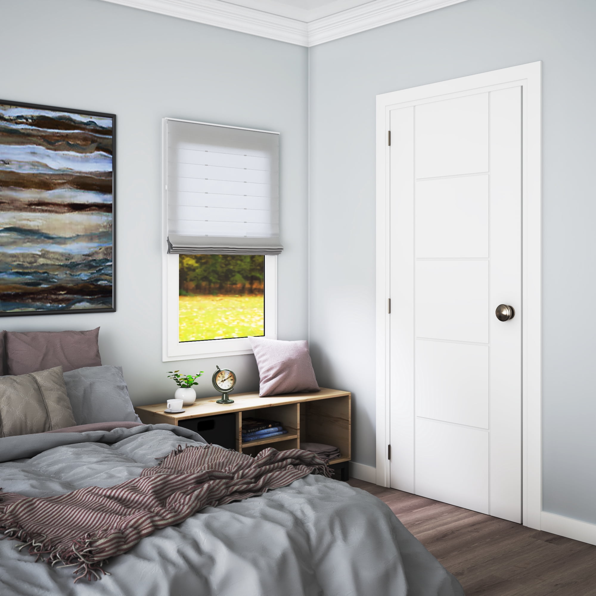 EightDoors 80" x 32" x 1-3/8" Semi-Solid White Prefinished Core Flush Wood MDF Interior Slab Door (Portland)