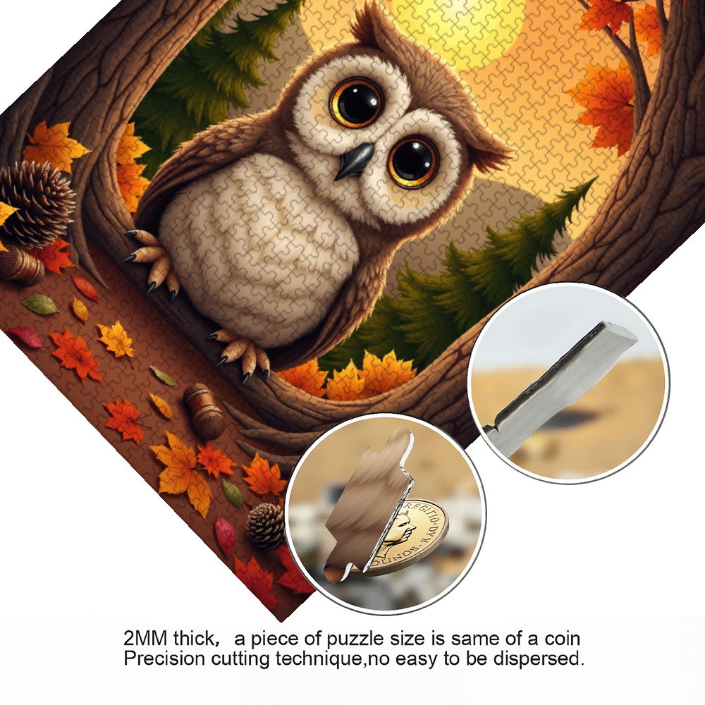 1000-piece vertical paper jigsaw puzzle - Cute Owl in a Tree Hole, size 29.5*20 inches.