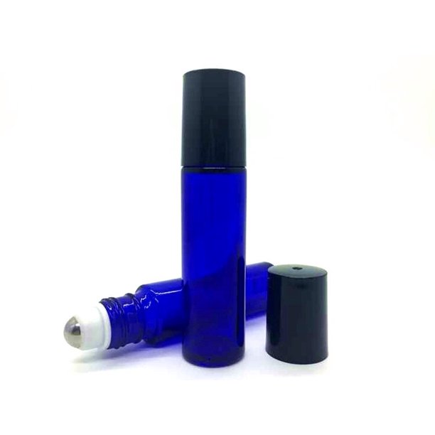 12 Pack 10 mL Cobalt Blue Glass Bottle With Roll On Ball Applicator