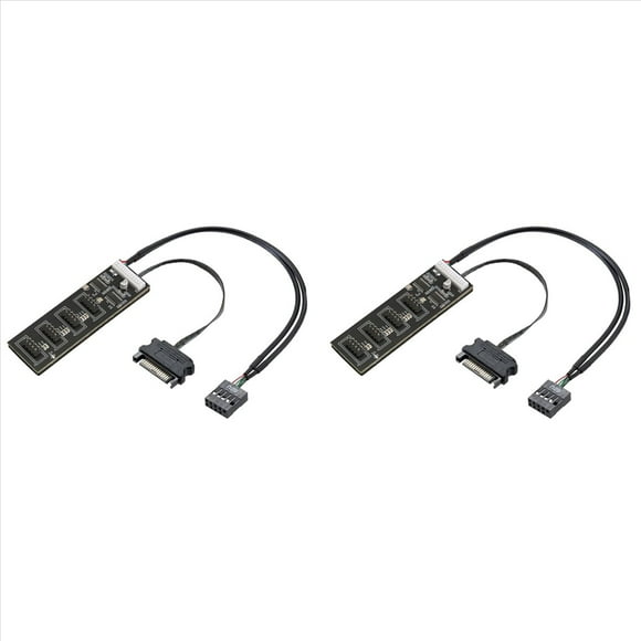 2X Divisor de Encabezado USB de 9 Pines con Cable de AlimentacióN , Conector Divisor USB 2.0 de ExtensióN de Concentrador USB Interno para Placa Base