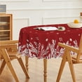 thumbnail image 4 of Christmas Tablecloth 60×84 Inch Oval, Floral Leaf Red Washable Table Cover for Party Picnic Dinner Decor, 4 of 5