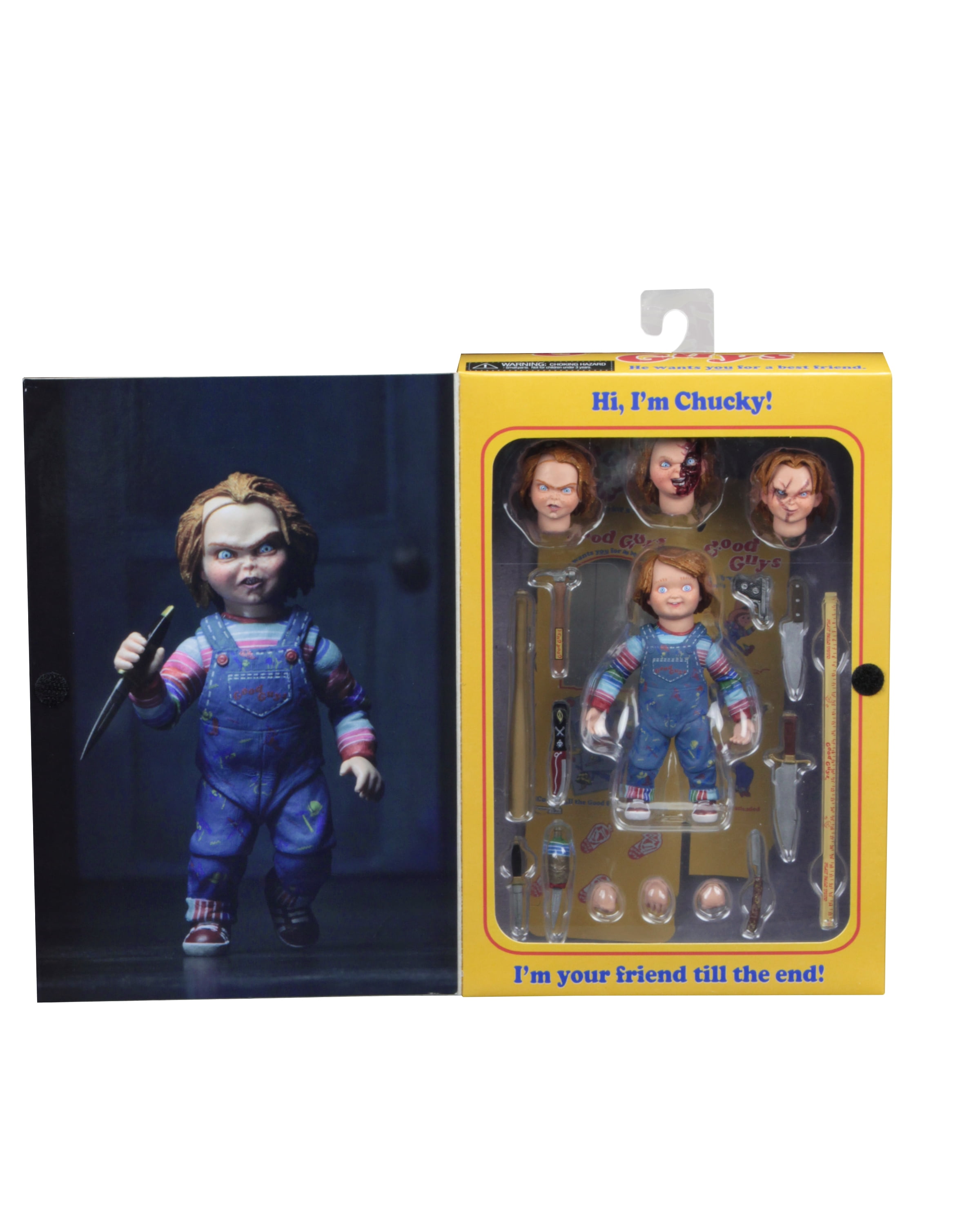 NECA HORROR CHUCKY 8” ULTIMATE ACTION FIGURE GOOD GUYS HE WANT YOU FOR A  FRIEND