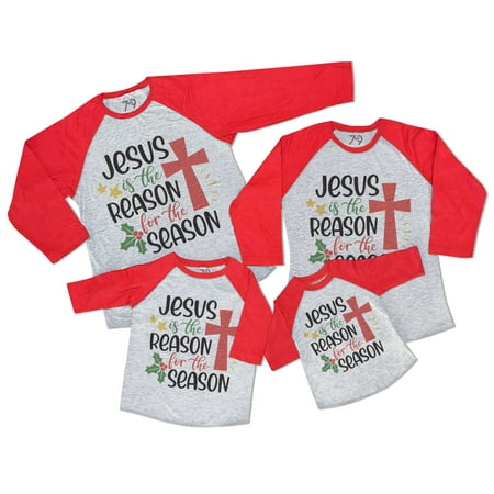 

7 ate 9 Apparel Matching Family Merry Christmas Shirts - Jesus is The Reason for The Season Red Shirt 12 Months