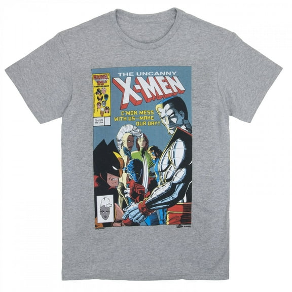 X-Men 884666-medium Uncanny X-Men No.210 Cmon Mess with Us T-Shirt, Gray - Medium