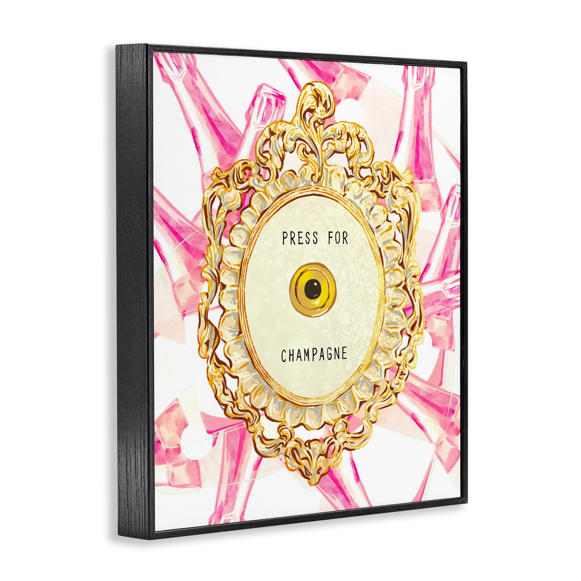 Champagne Doorbell with Pattern Black Framed Giclee Art, design by Ziwei Li