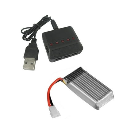 HobbyFlip 3.7v 380mAh LiPo Battery 10.5 gm w/5 in 1 USB Charger Compatible with Extreme Fliers Micro Drone 2.0