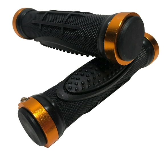 Lock on Gold Bike Grips MTB BMX Mountain Bike Waffle Handlebar Grips w End Caps