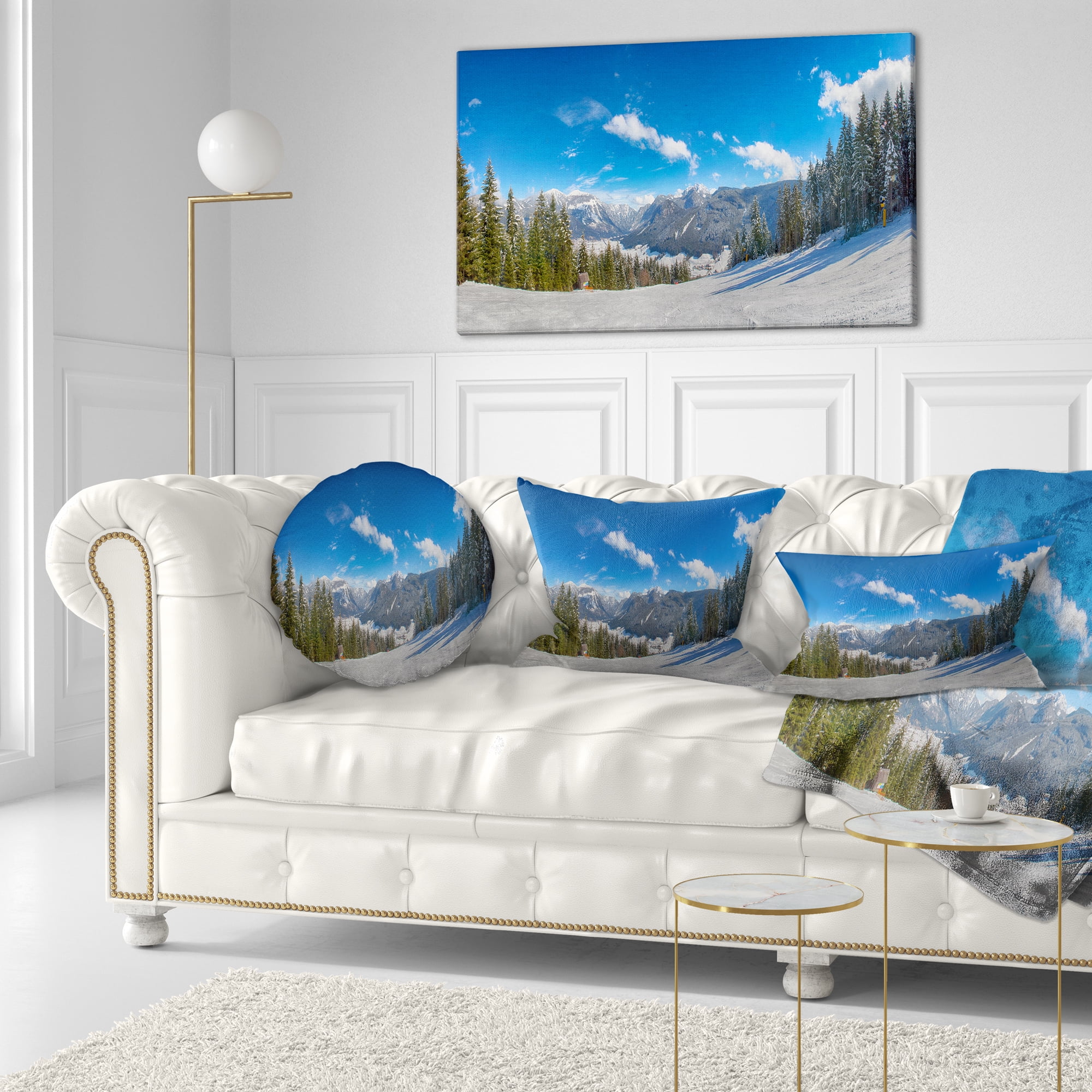 Designart 12" x 20" Blue Polyester Throw Pillow