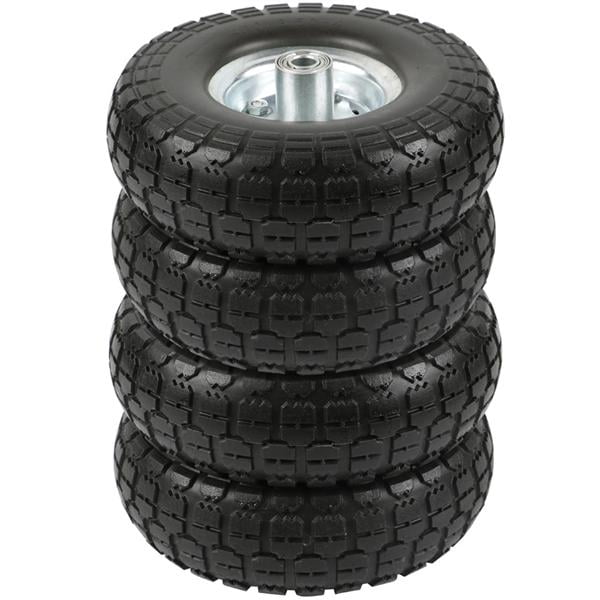 4-Pack Solid Rubber Replacement 10 Inch Wheels Garden Wagons Carts Trolley Tires 