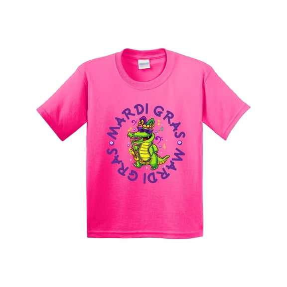 Inktastic Mardi Gras Party Alligator Youth T-Shirt