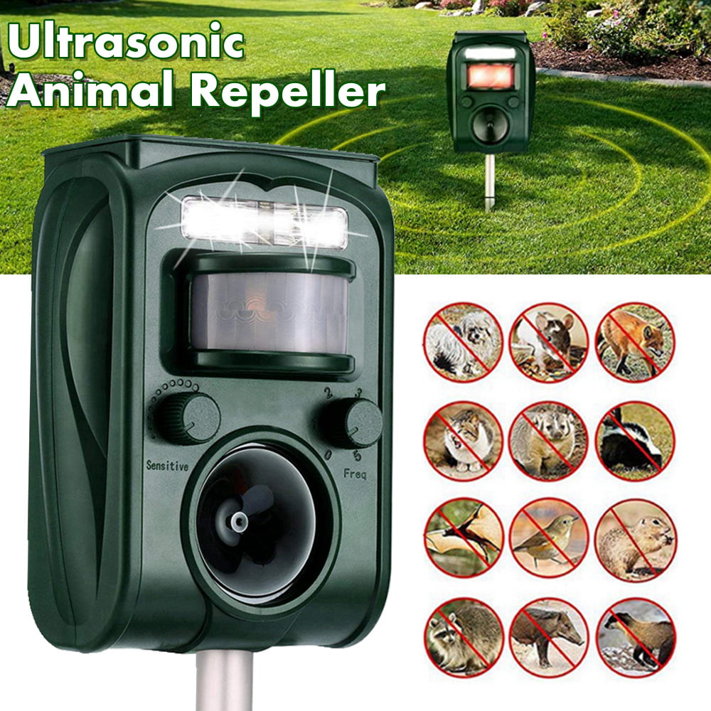 1/2 PK Animal Repeller Ultrasonic Solar Power Outdoor Pest Cat Mice Deer Sensor 