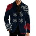 thumbnail image 4 of oelaio Mens Christmas Blazer Big and Tall Corduroy Suit Jacket Xmas Snowflake Print Long Sleeve 2 Button Business Office Jacket Holiday Party Blazers Navy XXXL, 4 of 8