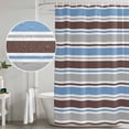 thumbnail image 4 of Blue Brown Striped Shower Curtain Set - Long 72" x 84" Washable Bathtub Curtain with 12 Hooks, Farmhouse Stripes Modern Abstract Art Waterproof Fabric Stall Shower Curtains for Bathroom/Bathtub, 4 of 6