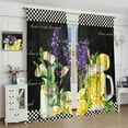 thumbnail image 4 of Lemon Fruit Kitchen Blackout Curtains, Vintage Farmhouse Rustic Lemon Lavender Floral Black White Buffalo Checks Print Rod Pocket Window Treatments Drapes for Bedroom Bathroom 42x63in, 4 of 6
