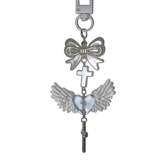 WINDLAND Modern Beaded Keychain Acrylic Alloy Phone Charm Elegant Keyring Pendant Jewelry