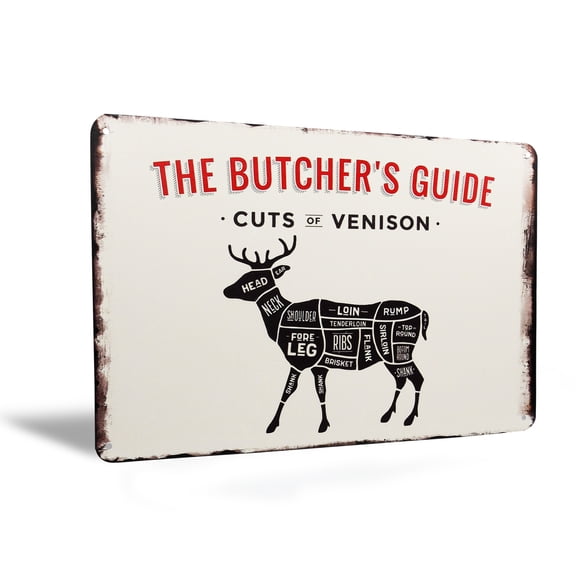 Cuts Of Venison Butcher's Guide Metal Sign Hunting Cabin Decor Restaurant Man Cave Bar Pub Wall Art