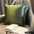 thumbnail image 5 of The HomeCentric Decorative Throw Pillow cover Olive Green Pack of 2, 18"x18" Satin Solid, Satin Pillowcase For Sofa Couch, Hotels, living, Bed Room, Solid Modern Style - Olive Green Slub Satin, 5 of 10