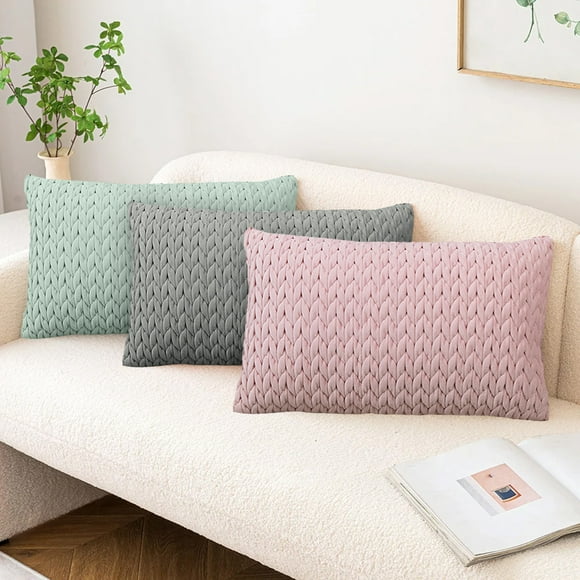 Iumwxz Pillow Covers Silk Pillow Cases Twisted Texture Pillowcase Solid Color Pillowcase Rectangular Pillowcase Waist Pillowcase Suitable for Living Room Kitchen Office Pink Nylon Up To 50% off