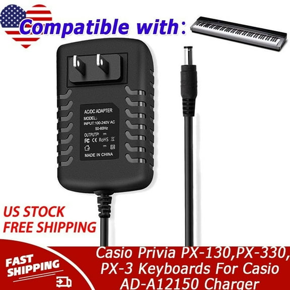 12V AC Adapter Compatible with Casio Privia PX-130,PX-330,PX-3 Keyboards Compatible with Casio AD-A12150