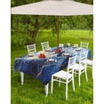 thumbnail image 4 of Hokiten Outdoor Tablecloths with Umbrella Hole & Zipper, Gold Blue Sky Rectangle Tablecloth 52x70 Inch, Abstract Vintage Oil Painting Art Waterproof Table Cloth, Patio/Pool/Picnic Table Covers, 4 of 7